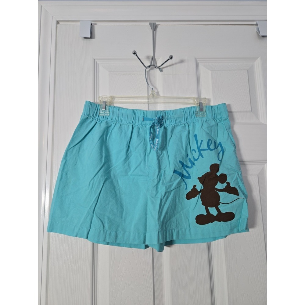 Disney Pajama Shorts Size Large Turquoise and Brown with Graphic Designs - Picture 2 of 7